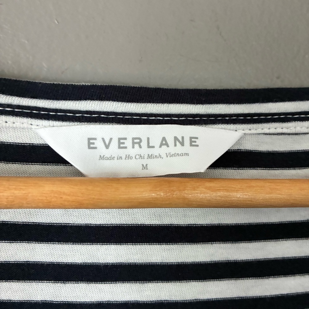 EVERLANE Coastal Preppy Striped T-Shirt Dress Tee | Cotton Effortless Summer M - Picture 4 of 8